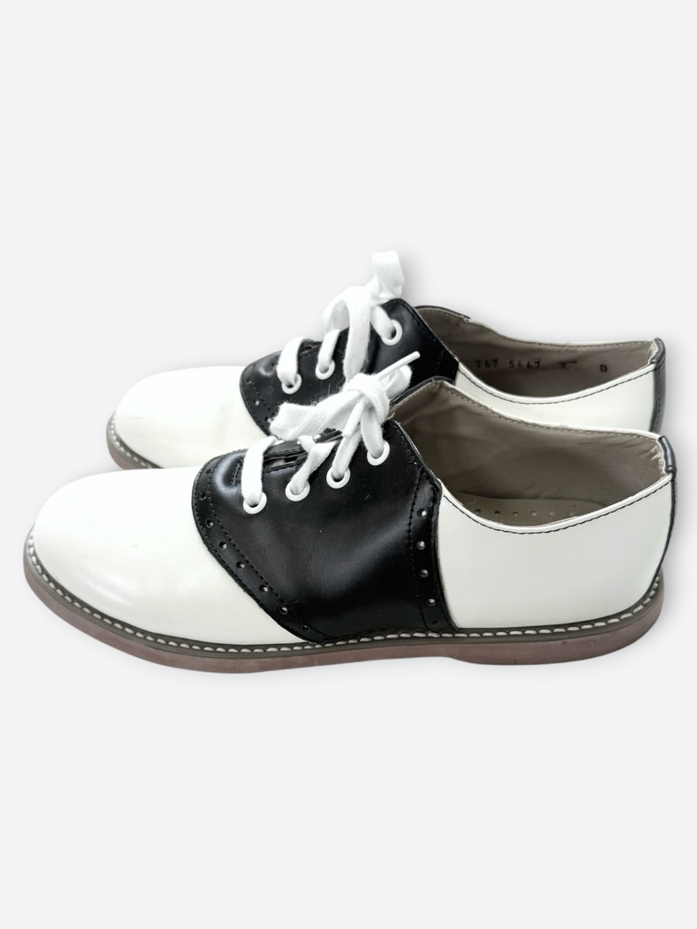 Vintage Kesco Classic White and Black Saddle Leather Oxfords Sz 7